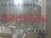 2008年12月17日，平頂山森林半島被 評為"河南省物業(yè)管理示范住宅小區(qū)"榮譽稱號。